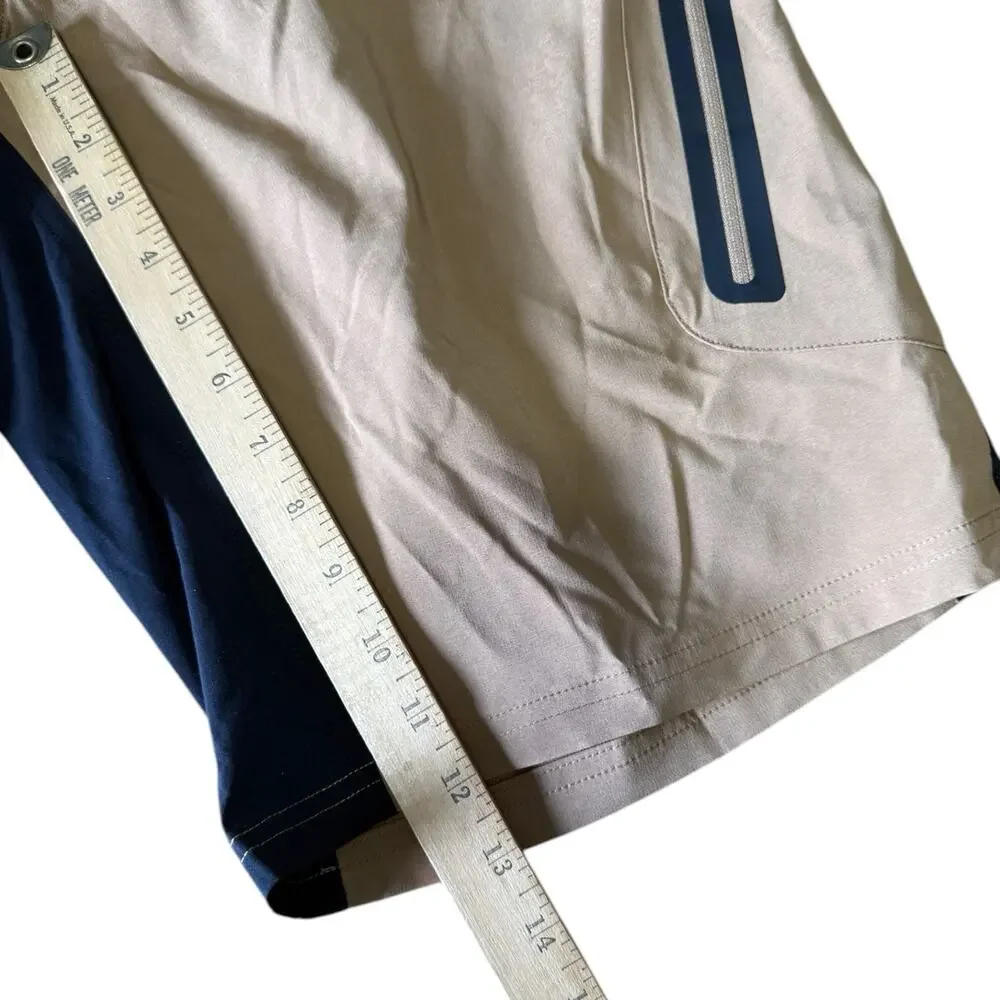 Zoic Ether Bike Shorts Mens Size L Tan Stretch Pockets Adjustable Waist